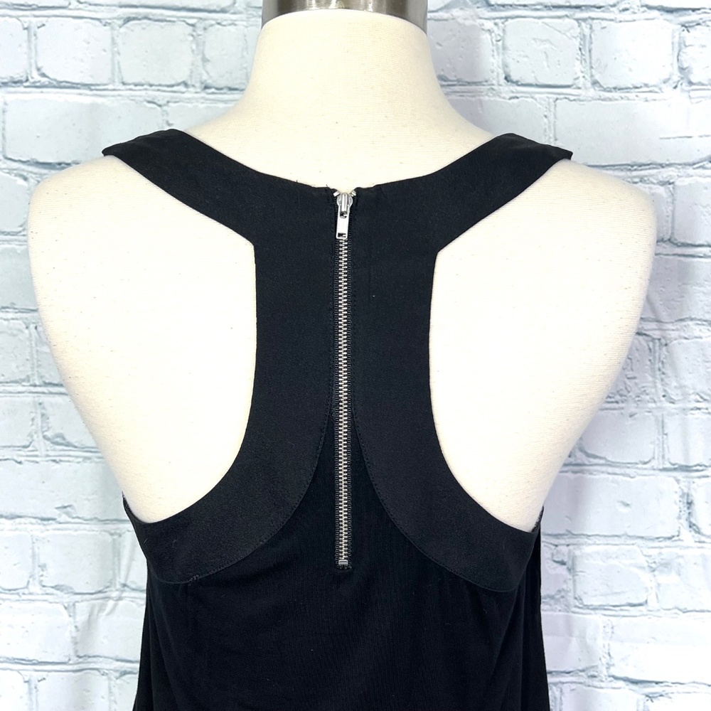 🔥2/$10 |•TROUVÉ•| Black Zip Up Racerback Scoop Neck Tank Top Size Small - Picture 6 of 11
